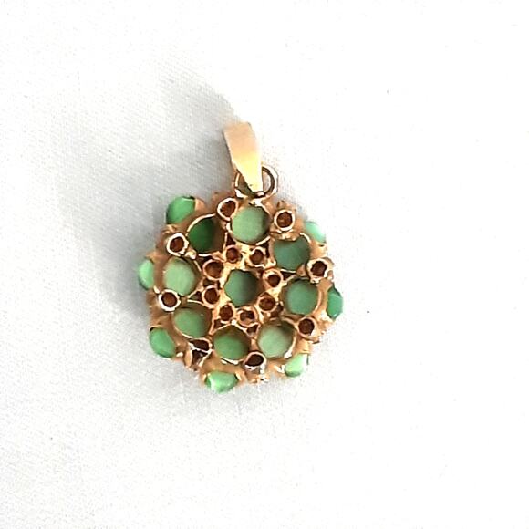 Little Pendant Green Tiger's Eye Oval Stones With Tiny Clear Rhinestone Accents - Picture 5 of 6